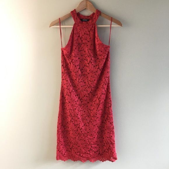 ZARA Trafaluc High Neck Halter Lace Bodycon Dress‎ - Picture 3 of 6